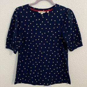 Boden- navy and gold polka dot classic tee- Size 4 (small)